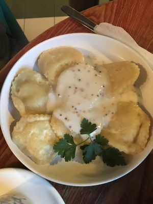 Pumpkin dumplings  at Vilties Vaistinės Arbatine in Kaunas