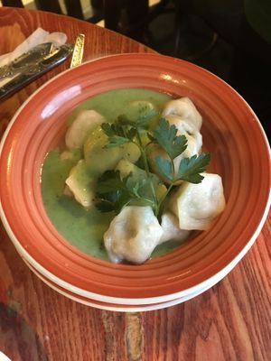 Mushroom dumpling  at Vilties Vaistinės Arbatine in Kaunas