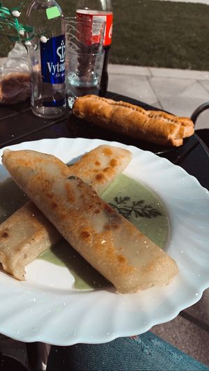 Crepes with spinach  at Vilties Vaistinės Arbatine in Kaunas