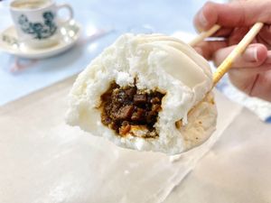 BBQ pork bun   at E-PACS Vegan Cafe in East Tamaki