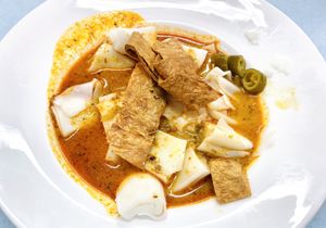 Curry cheong fun   at E-PACS Vegan Cafe in East Tamaki