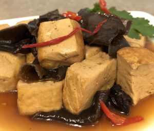 Braised tofu & fungus at E-PACS Vegan Cafe in East Tamaki
