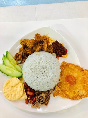 Vegan Nasi Lemak with vege egg at E-PACS Vegan Cafe in East Tamaki
