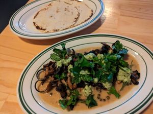 Mushroom skewers at El Planta in South Brisbane