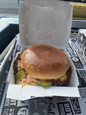 Vegan smash burger  at Fat Sal's in Encino