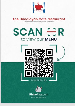 Scan QR to view our Menu at Ace Himalayan Cafe Restaurant & Bar in Kathmandu