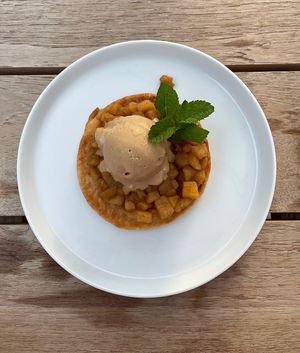 apple tarte with salted caramel  at Piu in Zurich