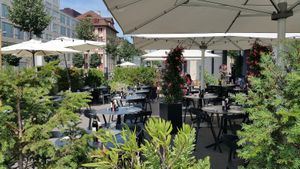 Outdoor seating at Piu in Zurich