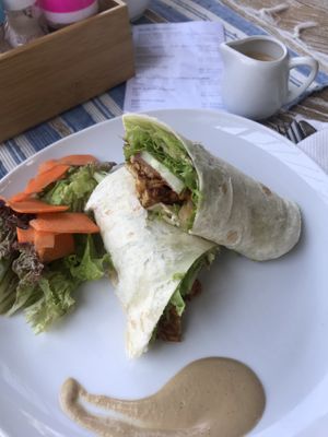 Tempeh wrap with peanut sauce at Deanna Day Spa in Seminyak