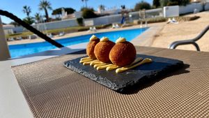 Potato bombs at United Kitchens of India in Vilamoura
