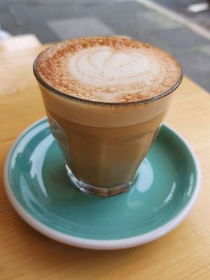 Chai latte with oat milk at Plants & Cakes in Frankfurt