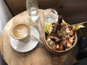 Snickers bowl, chocolate nice cream with lots of toppings at Plants & Cakes in Frankfurt