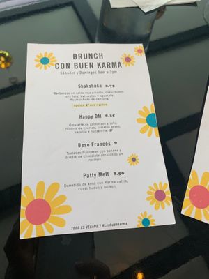 Our menu for breakfast  at Karma in Panama City