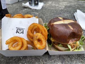 The Dude and curly fries at Seitan's Realm in Columbus