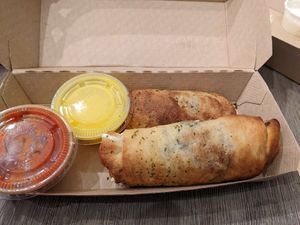 Pizza rolls at Seitan's Realm in Columbus