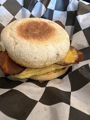 Bacun Egg & Cheeze sandwich at Seitan's Realm in Columbus