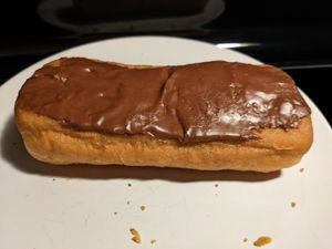 Chocolate eclair donut (cream filled) at Seitan's Realm in Columbus