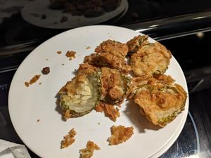 Fried pickles (half of them) at Seitan's Realm in Columbus