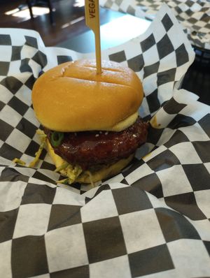general Tso's chickun sandwich with peanut broccoli slaw - weekly special at Seitan's Realm in Columbus