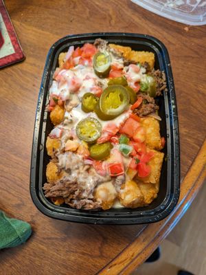 Barbacoa tatchos at Seitan's Realm in Columbus