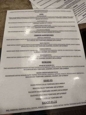 Menu  at Seitan's Realm in Columbus