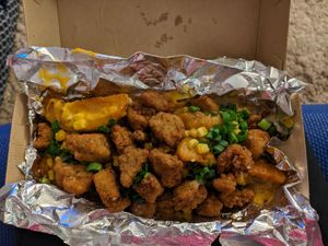 The finger licker loaded fries at Seitan's Realm in Columbus