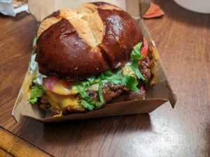 Bacon cheezeburger at Seitan's Realm in Columbus