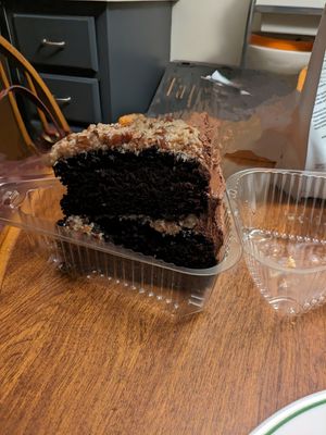 German chocolate cake at Seitan's Realm in Columbus