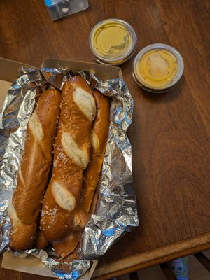 Soft pretzels at Seitan's Realm in Columbus