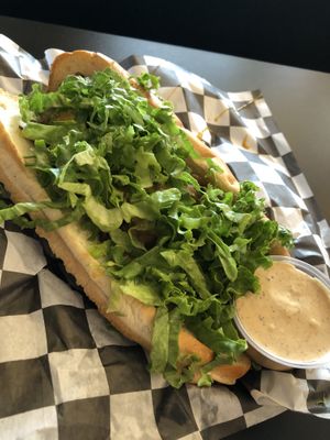 Cheesestake with aioli on the side.. the sauce is good. No need for it on the side.  at Seitan's Realm in Columbus
