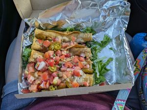 Barbacoa taquitos at Seitan's Realm in Columbus