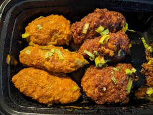 Wingz (half buffalo and half bbq) at Seitan's Realm in Columbus