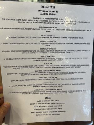 Breakfast menu  at Seitan's Realm in Columbus