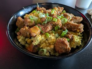 Breakfast bowl at Seitan's Realm in Columbus