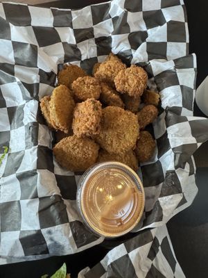 Fried pickles—so good !  at Seitan's Realm in Columbus