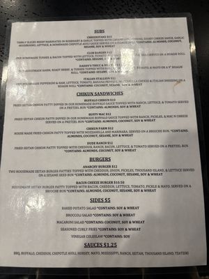 Menu page 1  at Seitan's Realm in Columbus