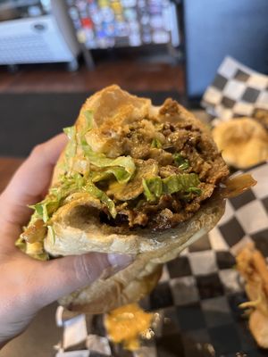 Inside of cheesesteak, it was sooooo good!   at Seitan's Realm in Columbus