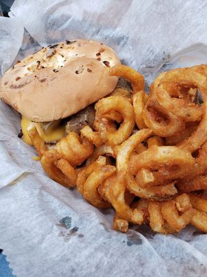 Beaf & Chedah w/ curly fries at Seitan's Realm in Columbus