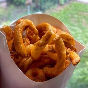 Curly fries at Seitan's Realm in Columbus