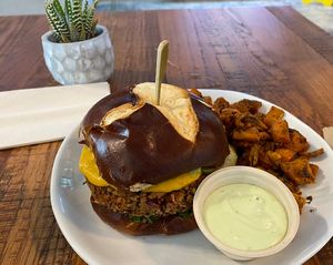 Innovative Burger, Great!!! at Love Life Cafe in Miami Beach