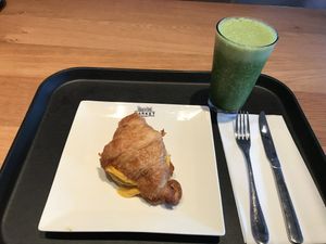 Croissant vegan egg and cheese at Love Life Cafe in Miami Beach