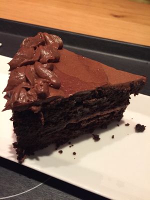 Chocolate cake at Love Life Cafe in Miami Beach