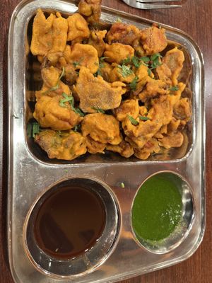 Veggies in chick pea batter.   at Indian Street Food in Gainesville