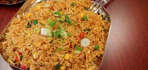 Vegetable Fried Rice was literally the best rice dish I've ever had. And they give you a large serving. at Indian Street Food in Gainesville