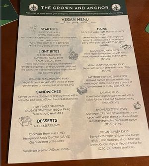 Menu at Crown & Anchor in Winchester