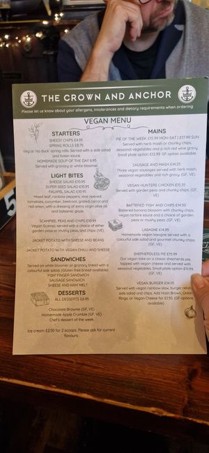 Full menu at Crown & Anchor in Winchester