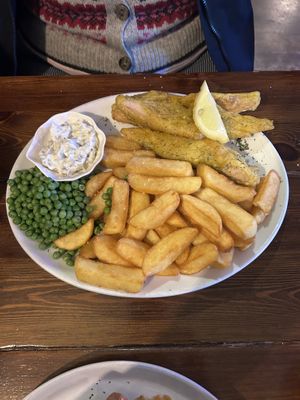 Banana Flower ‘Fish’ and chips   at Crown & Anchor in Winchester