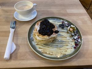 Pancake with blueberry at FRØ in Tromsoe