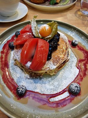 Blueberry pancakes at FRØ in Tromsoe