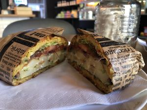 Vegan waffle sandwich  at FRØ in Tromsoe